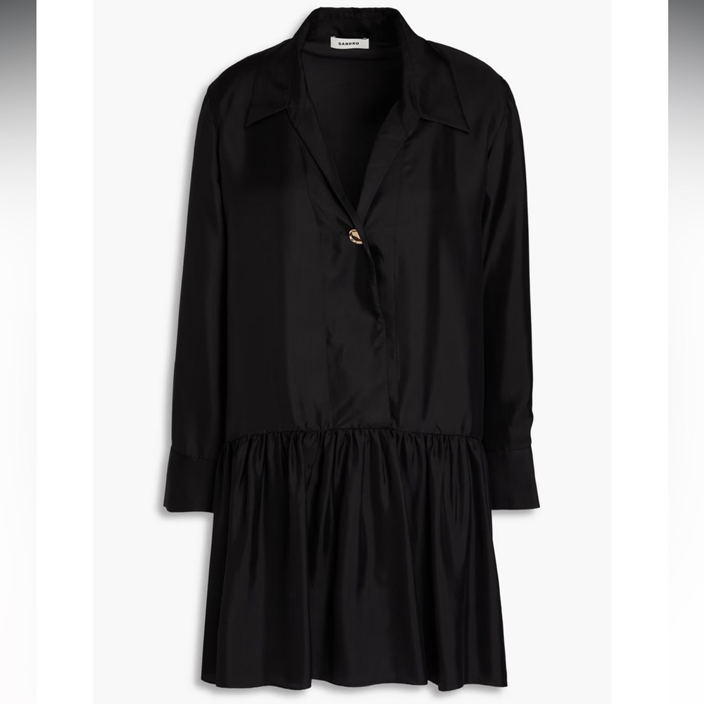 SANDRO Paris Drop Waist Ruffle Dress 100% Silk